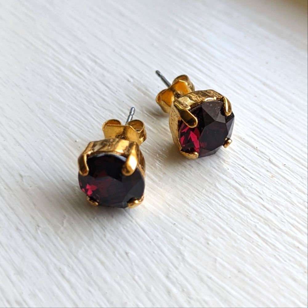 Red gemstone stud earrings